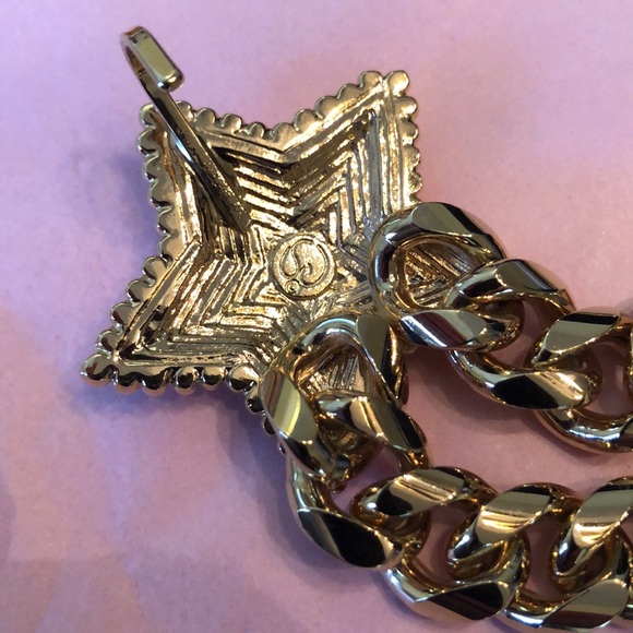 ⭐️ St. John gold chain, black enamel & gold beaded stars double layer 34” belt - Picture 7 of 9